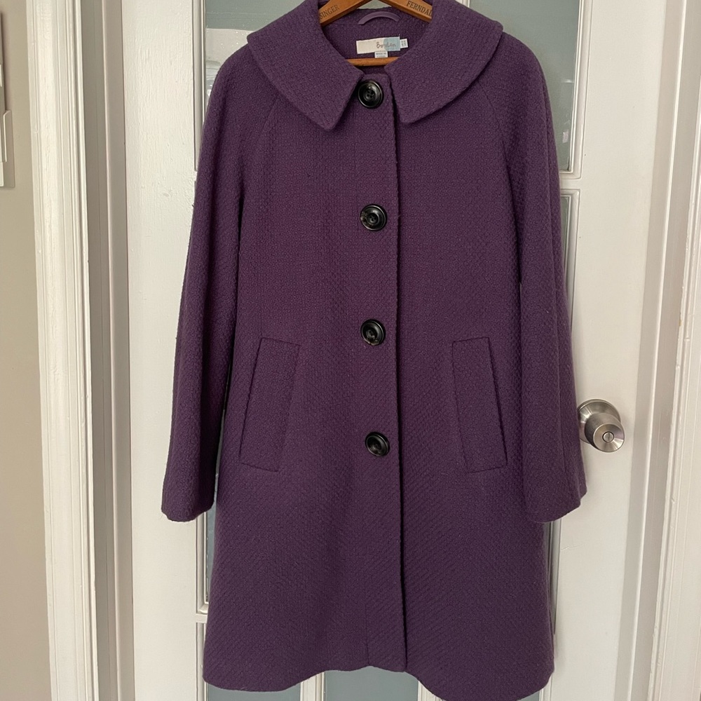 Boden purple wool dress coat